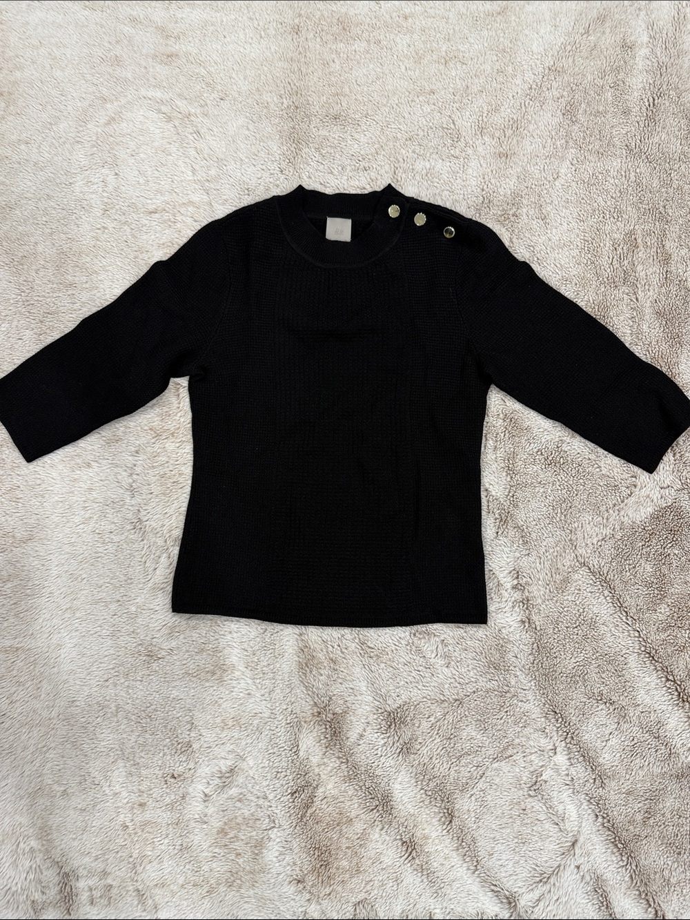 H&M Black Crewneck Sweater with Shoulder Buttons